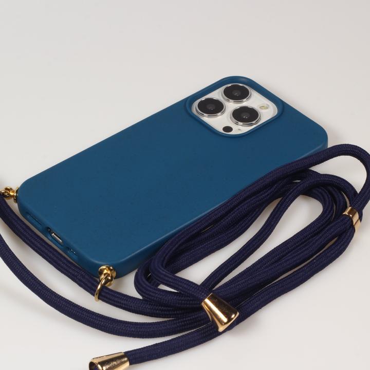 Produktbild PhoneLook Hülle Bio Eco-Friendly Vegan mit Handykette Necklace blau
