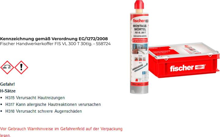 Productafbeelding Fischer Montage mortel FIS VL 300 T vinylester 2K mortel ( 558724 ) + 10x patronen + 20x statische...