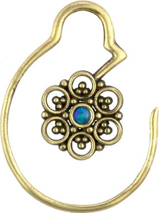 Immagine prodotto Star Piercing Ohrgewicht Ring vergoldet Kreisblume mit Opal blau (Ottone)