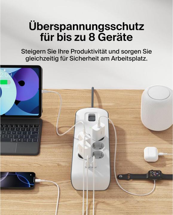 Actual product image Belkin Steckdosenleiste 6-fach + 2xUSB-A, 2m Kabel BSV604vf2M-V2 (6 x, USB, 2 m)