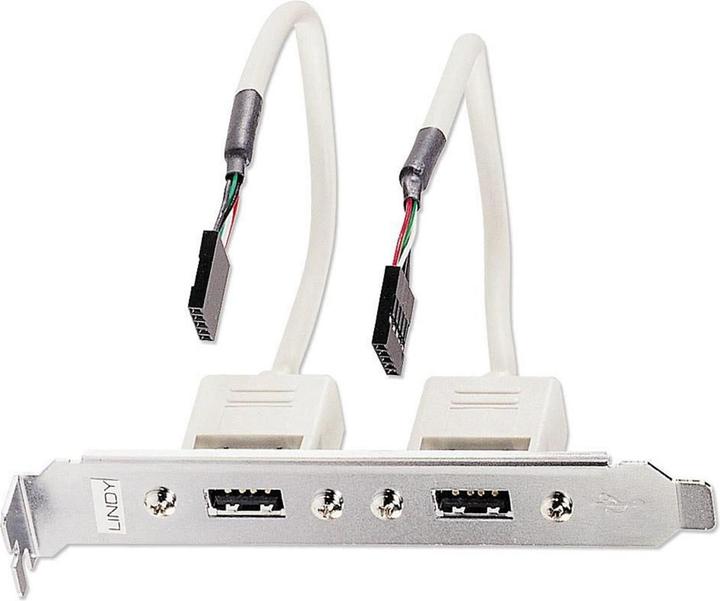Actual product image Lindy USB Cable internal/external with slotbracket (0.20 m, USB 2.0)