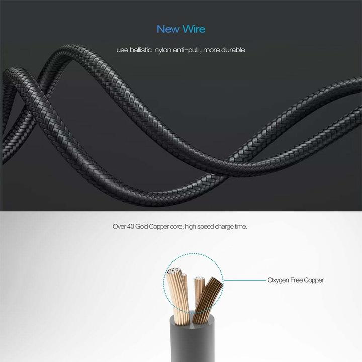 Image du produit Cagabi Cordon de charge Micro-USB, 3m, rond, couleur or (3 m)