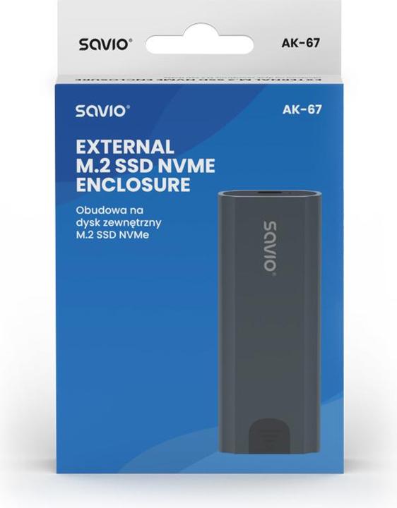 Immagine prodotto Savio M.2 SSD NVMe enclosure per unità esterne USB-C 3.1 AK-67 grigio (M.2 2230, M.2 2280, M.2 2242, M.2 2260)
