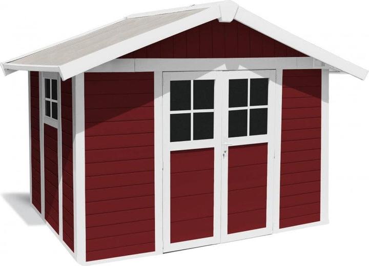 Produktbild Grosfillex Gartenhaus Lodge Deco L 315 x 239 cm rot-weiss