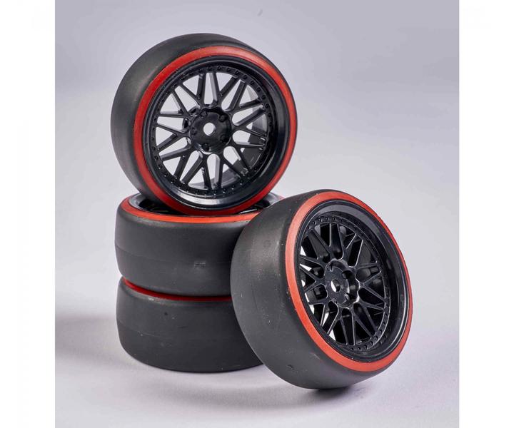 Produktbild Carson Kompletträder 1:10 Räderset Drift (4) schwarz/rot
