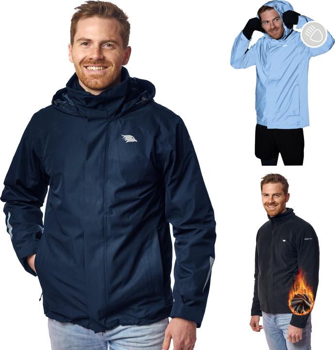 Valkental 3in1 Smart Jacket - Wasserdichte Jacke mit Fleece Zipp-In - Herren