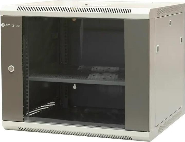 Emiter EMITERNET Einwandiger Hängeschrank 19" 9HE Blech/Glastür 600×600×500mm Breite/Tiefe/Höhe. EM/AP66 (10.86 HE, 19 Zoll Rack)