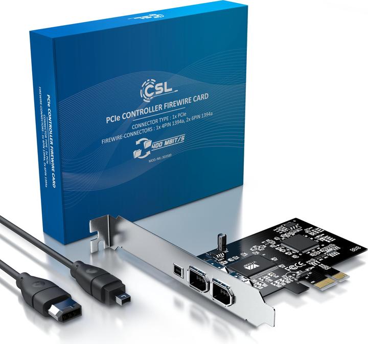 Image du produit CSL Carte PCI Firewire, carte d'extension, adaptateur réseau, carte contrôleur 1394a 1394b, 3x ports