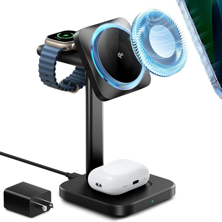 Produktbild ESR Wireless 3-in-1 charging station (HaloLock) Qi2 with CryoBoost (15 W)