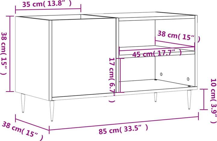 Actual product image VidaXL Plattenschrank Grau Sonoma 85x38x48 cm Holzwerkstoff