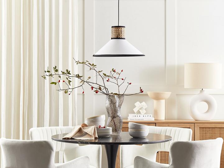 Productafbeelding Beliani Hanglamp wit / naturel kegelvorm MANTUA (E27)