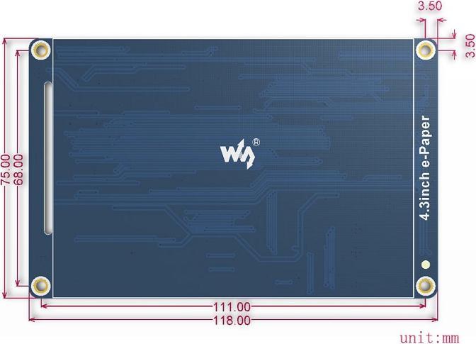 Produktbild WaveShare 800x600 4.3inch e-Ink UART Display