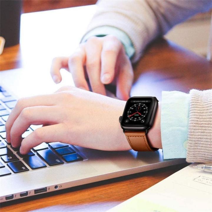 Produktbild Tech Apple 4/5/6/7/8/SE Smart Watch Lederarmband, Braun, 38/40/41 mm (38 mm, 40 mm, 41 mm, Echtes Leder)
