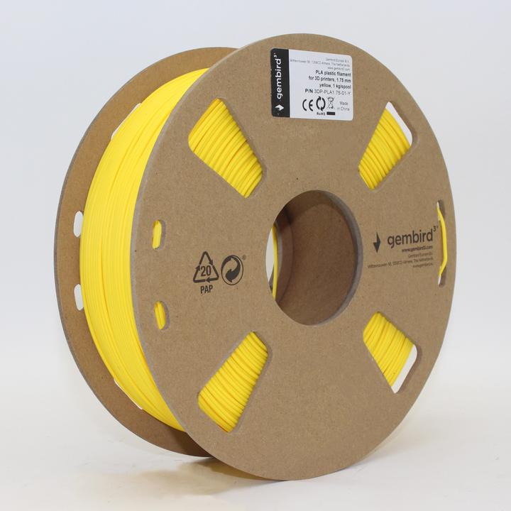 Image du produit Gembird Cassette de filament PLA bobine étroite (PLA, 1.75 mm, 1000 g, Jaune)
