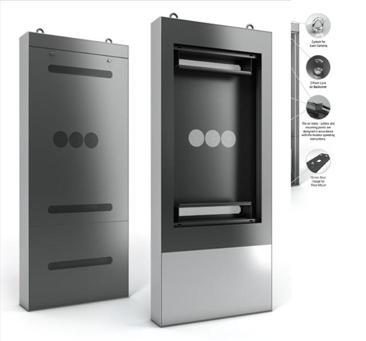 Image du produit DSS Stèle d'extérieur Portrait, écran 75", aluminium