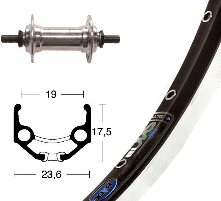 Rigida Zac 19 front wheel Alu hub Starr 36 hole 28" (Front wheel, 28")