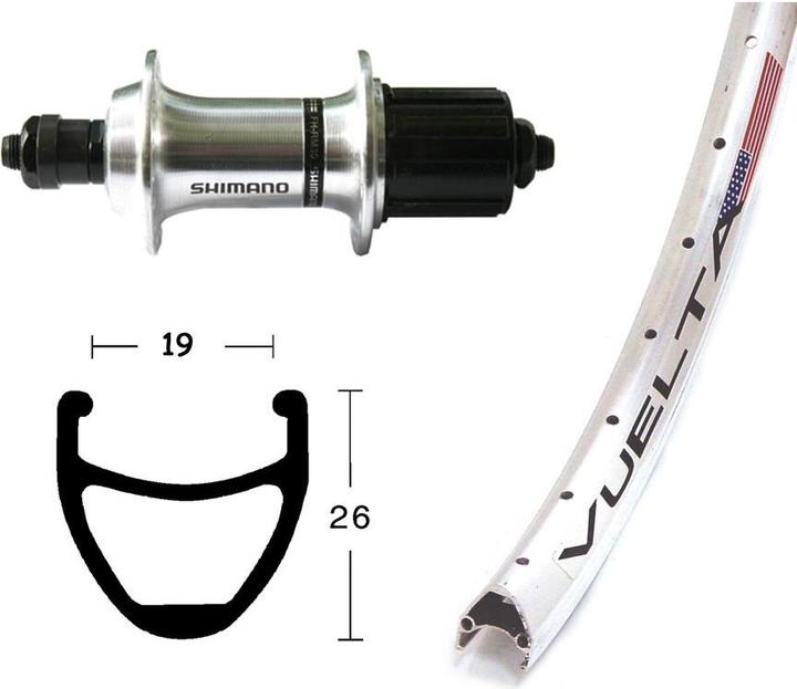 Actual product image Vuelta Airline 1 rear wheel Shimano TX500 8/9/10-speed 26" (Rear wheel, 26")