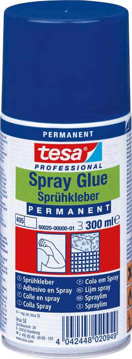 tesa Colle en bombe PERMANENT, colle forte à vaporiser, boîte de 300 ml (320 g, 300 ml)