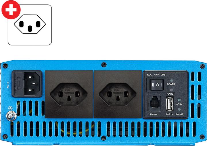 Produktbild Ective TSI 25 Sinus-Wechselrichter 2500W 24V mit Netzvorrangschaltung (CH-Stecker)