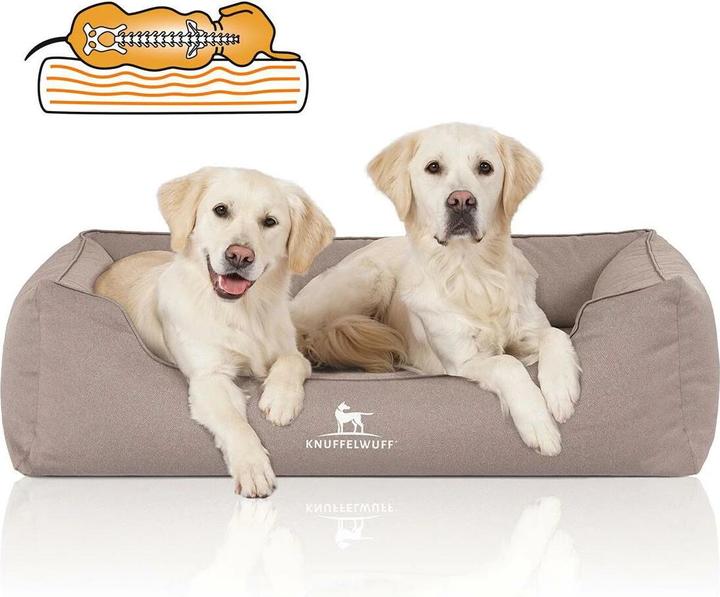 Immagine prodotto Knuffelwuff Cuccia per cani Leon Velour XXXL, 155 x 105 cm, Beige/Grigio (Cane)
