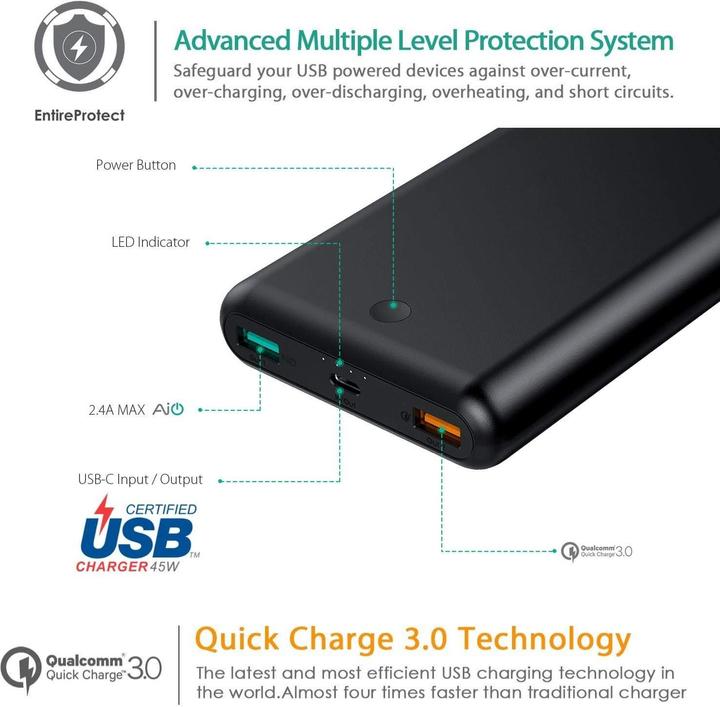 Produktbild Aukey Pb-By20s (20100 mAh, 45 W, 74.37 Wh)
