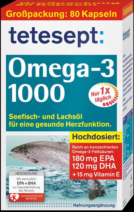 Produktbild Tetesept Omega-3 (80 Stück, Kapseln, 155 g)