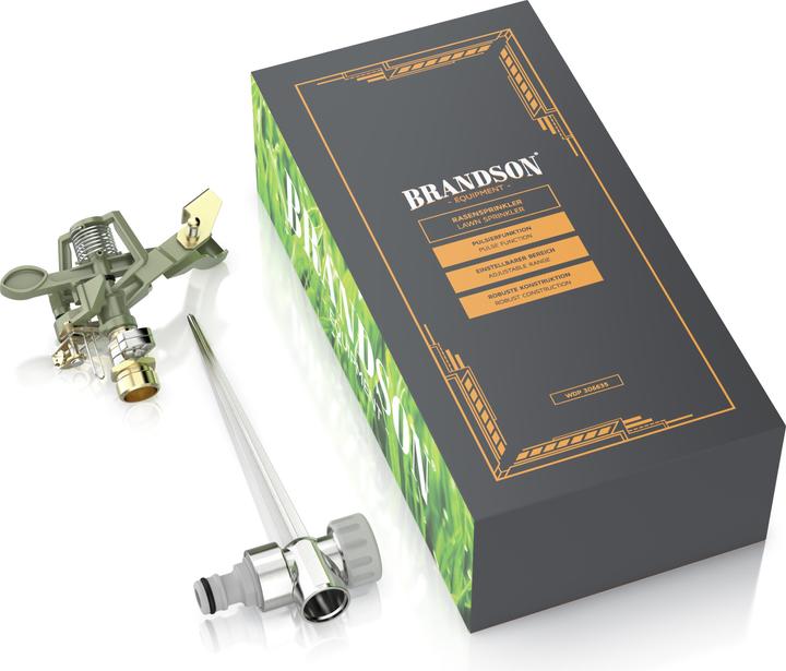 Actual product image Brandson Metal circular sprinkler, interval sprinkler, impulse sprinkler, lawn sprinkler up to 450 m² (Impulse, circular and sector sprinklers)