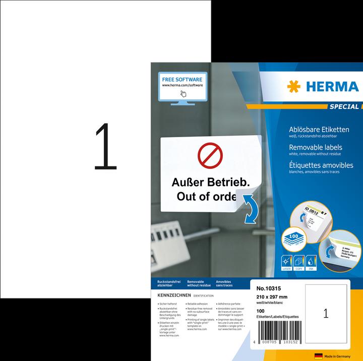 Image du produit HERMA Étiquettes détachables A4
