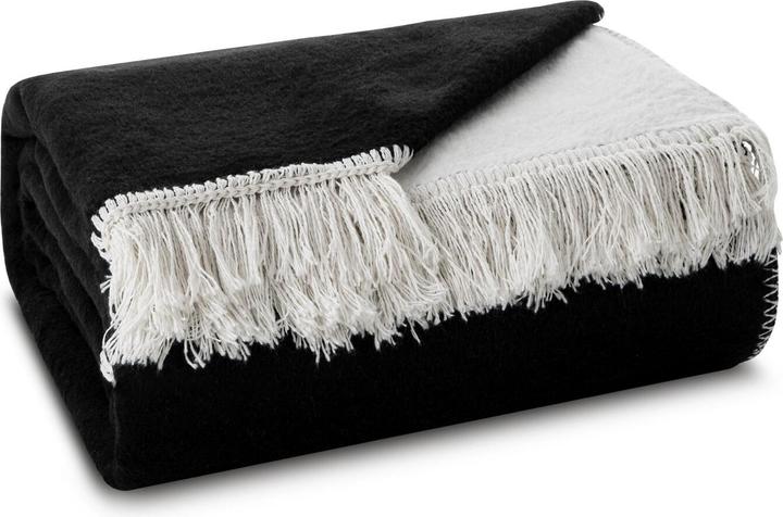 Eurofirany Duo blanket two-coloured cotton acrylic with fringes, double-sided 220 x 240 cm (220 x 240 cm)
