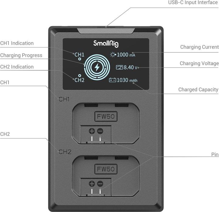 Actual product image SmallRig NP-FW50 Kit 3818 (Rechargeable battery, Charger)