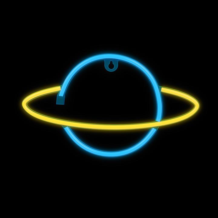 Produktbild Forever Light Neon LED Licht SATURN gelb blau Fledermaus + USB FLNE11