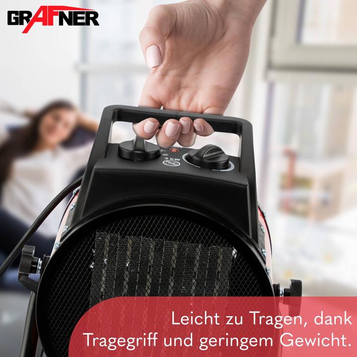 Produktbild Grafner Elektroheizer Heizlüfter Bauheizer 3000 Watt Heizstrahler EH10934 (3000 W)