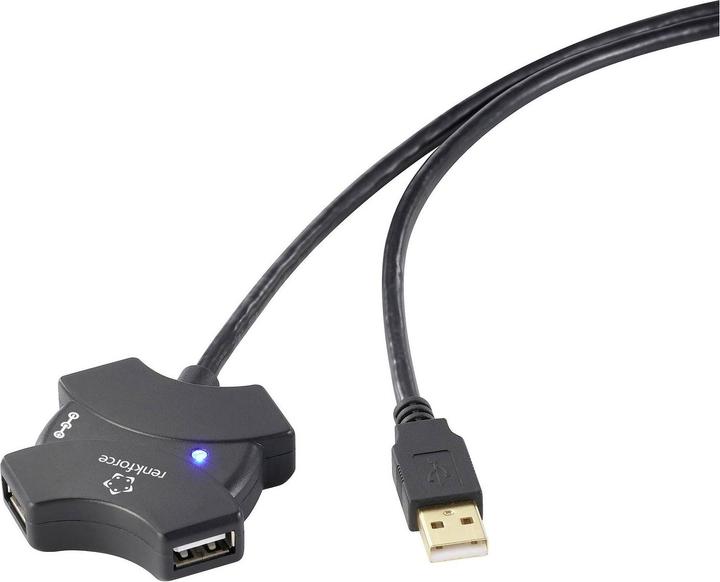 Immagine prodotto Renkforce RF-6270930 Hub USB 2.0 a 4 porte con ripetitore integrato Nero (USB-A, 4 Porti)