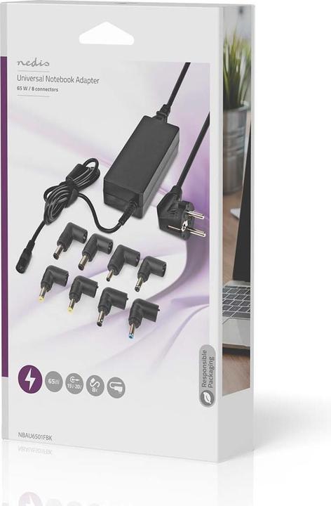 Image du produit Nedis Adaptateur pour ordinateur portable | GaN | 65 W | 5 / 9 / 12 / 15 / 20 V DC | 2,4 / 3,0 / 3,25 A | (65 W)