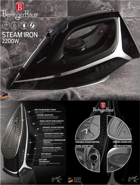 Produktbild BerlingerHaus Bügeleisen Black Silver Collection (2200 W, 25 g/min)