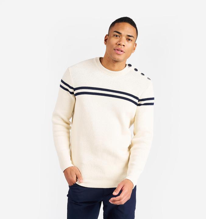 Image du produit Tribord Pull-over voile tricoté homme 100 beige/bleu foncé rayé (S)