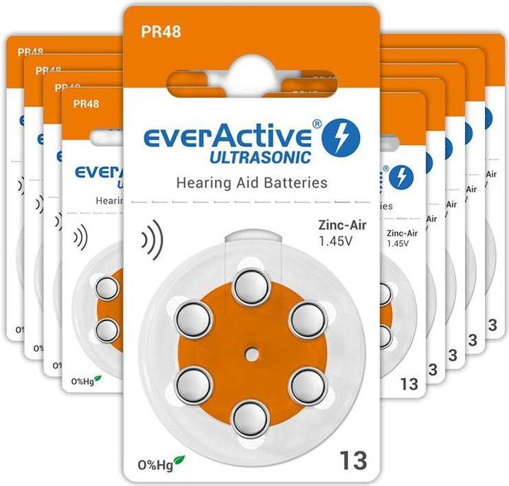Produktbild Everactive Ultrasonic 13 - Hörgerätebatterien (60 Stk., 13, A13, PR48, LR754)