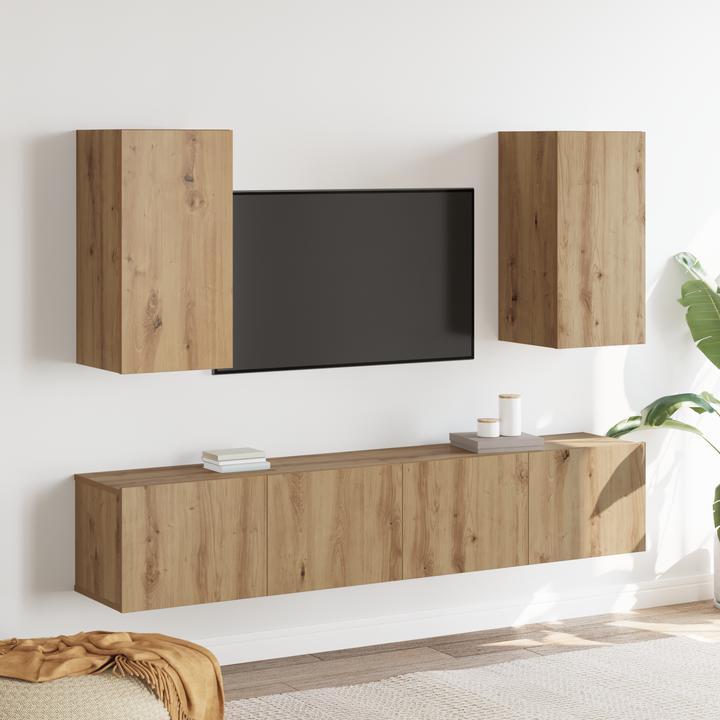 Actual product image VidaXL 4-piece TV cabinet set wall-mounted Artisan oak chipboard (100 x 40 x 40 cm)