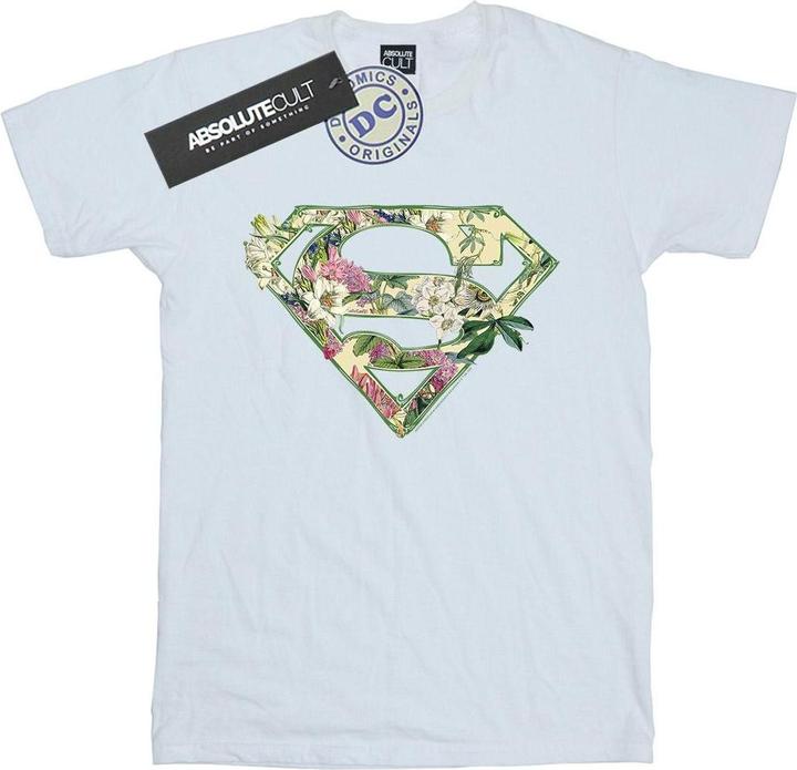 Actual product image Womens/Ladies Supergirl Floral Shield Cotton Boyfriend T-Shirt (S)