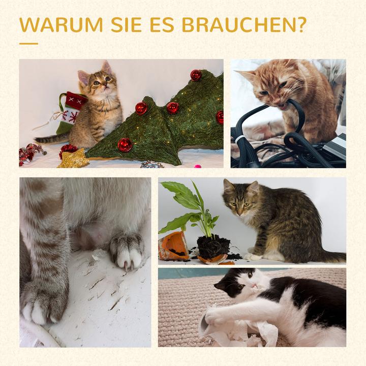 Produktbild PawHut Kratzbaum mit Kratztonne (109 cm, Weiss+Grau)