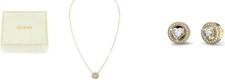 Guess Solitaire Heart Studs & Nk Bx Set (Edelstahl)