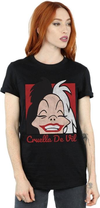 Actual product image Disney Womens/Ladies Cruella De Vil Cropped Head Cotton Boyfriend T-Shirt (XXL)
