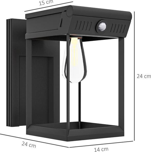 Produktbild Swisshandel24 Solar Wandleuchte LED Aussenleuchte Gartenleuchte warmweiss verstellbar Lichtsensor IP44 Schwarz (160 lm, IP44)
