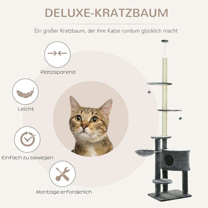 Actual product image PawHut Cat tree with cave (260 cm, Dark grey)