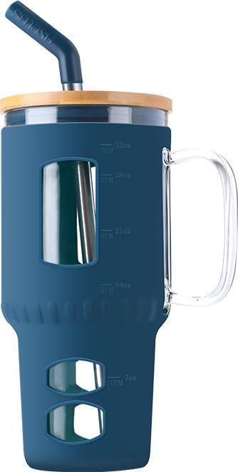 Produktbild Gewürzladen Näfels Glasbecher mit Strohhalm & Bambusdeckel (0.96 l)