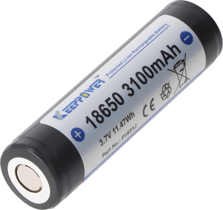 Actual product image Keeppower Battery 18650, protected (1 pcs., 18650, 3100 mAh)