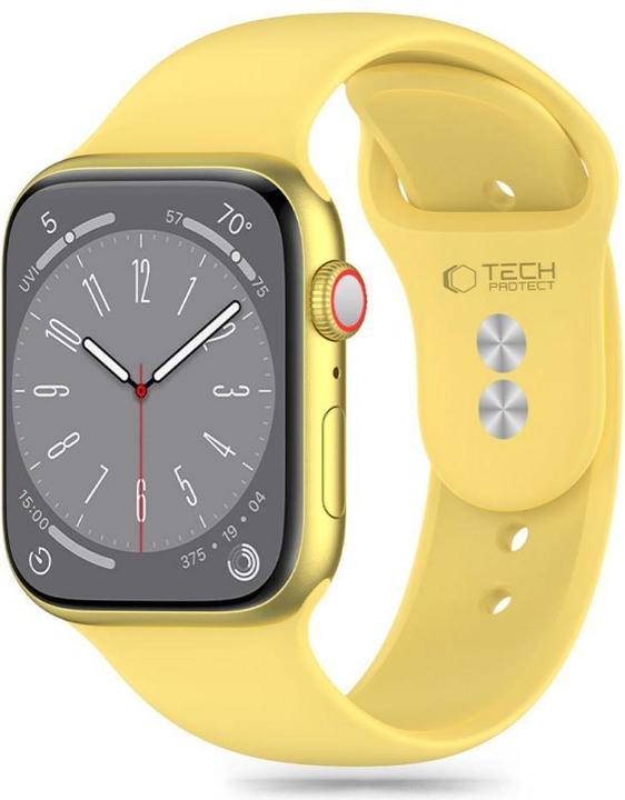Image du produit Tech-Protect Sangle en silicone pour Apple Watch 4 / 5 / 6 / 7 / 8 / 9 / SE (38 / 40 / 41 mm) - Jaune (TPU)