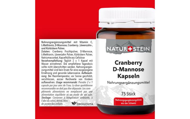 Nutritional values and ingredients Naturstein Cranberry D-Mannose Capsules 75 pcs (75 Piece, Capsules, 165 g)
