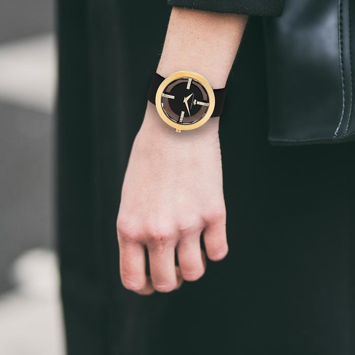 Image du produit Montre à quartz Lucrezia en cuir véritable noir - 4336 (Montre analogique, 42 mm)