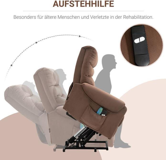 Immagine prodotto Swisshandel24 Poltrona reclinabile, funzione massaggio elettrico, telecomando, riscaldamento, funzione